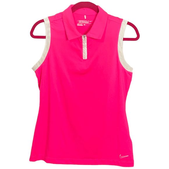 Nike Tops Nike Women Golf Shirt Size Small Hot Pink With White